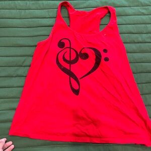 Torrid Red Tank Top with Black Musical Design